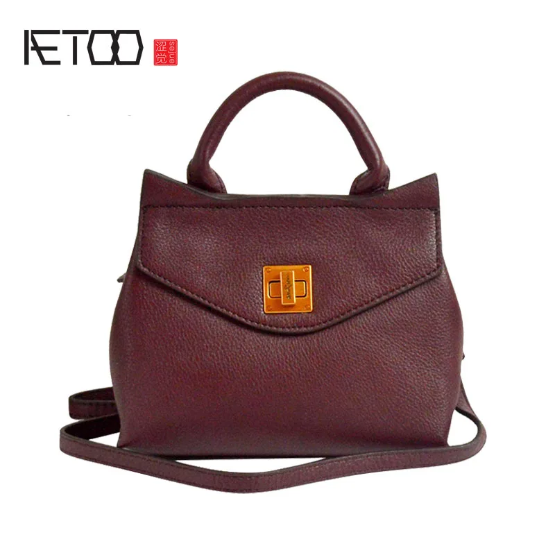 

AETOO Original first layer of leather kitten leather bag 2017 new lock buckle single shoulder portable mini bag