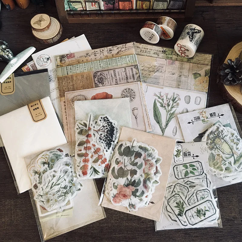 

Vintage plants and flowers Elf Herbarium decoration stationery sticker diy ablum diary scrapbooking label sticker stationery