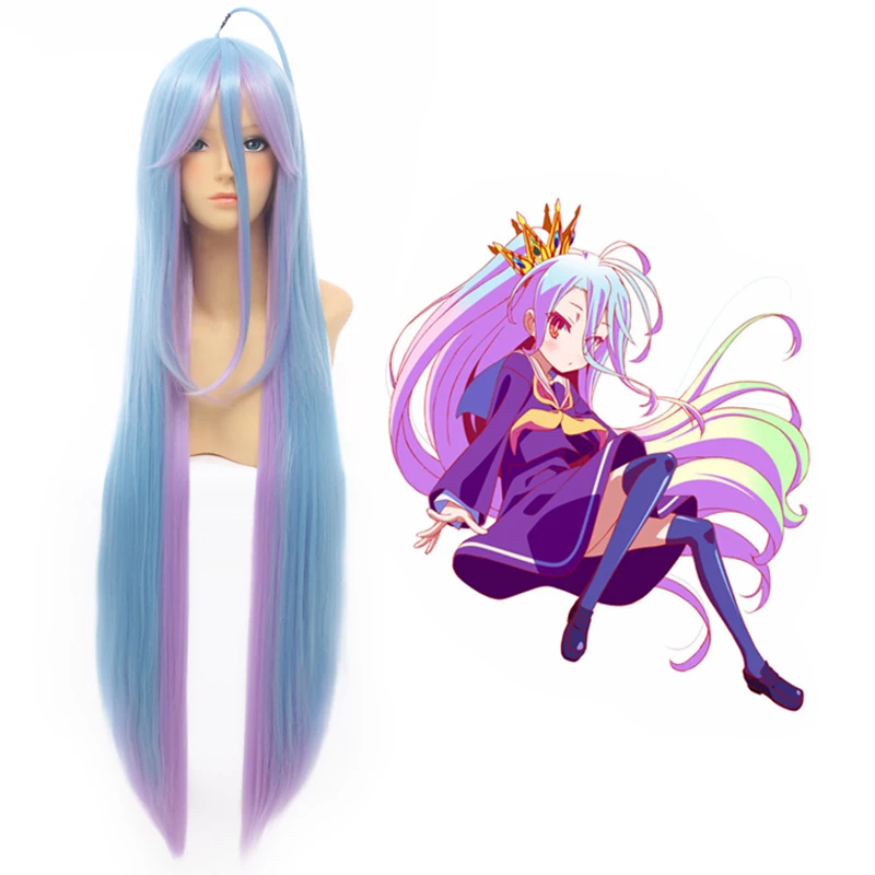 

Free Shipping Cosplay Costume Wig No Game No Life Shiro  80CM Double Color Gradient Fashion