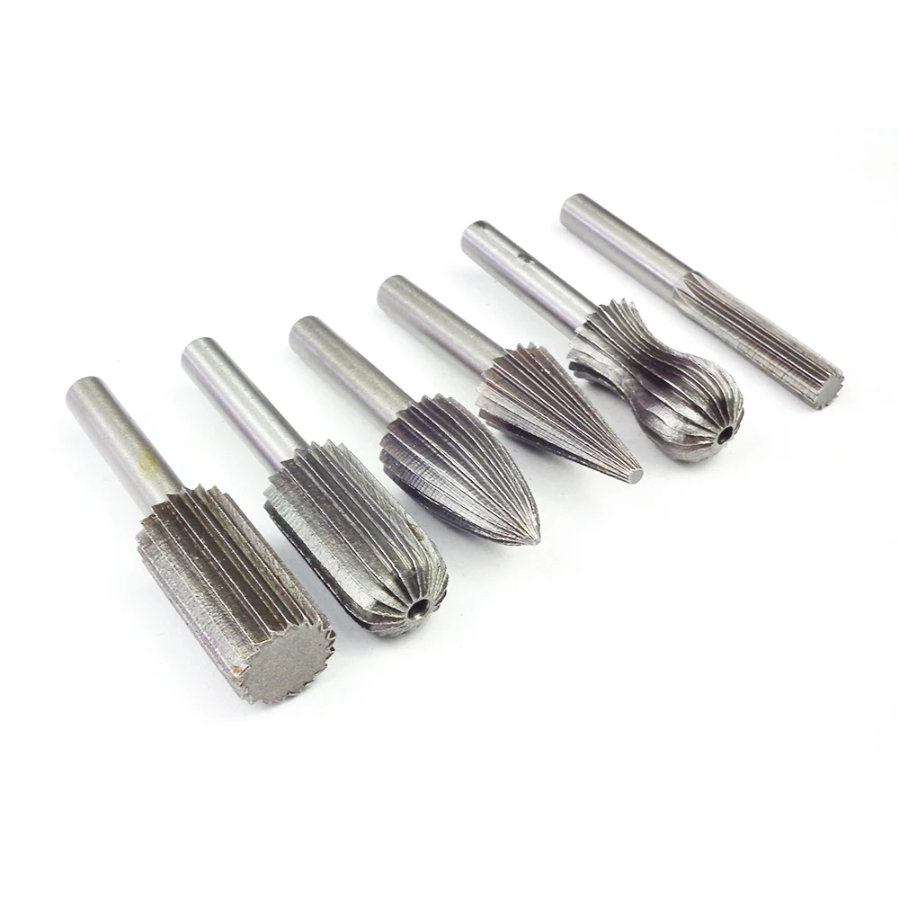 

6pcs High Speed Steel Rotary Rasp For Woodworking Engraving Knife Rotating Grinding Cutter Carving Wood Power tool accessories