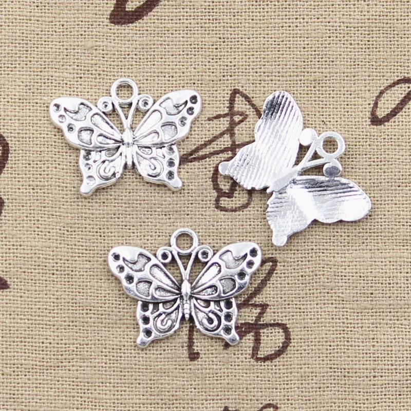 

15pcs Charms butterfly 20x25mm Antique Silver Plated Pendants Making DIY Handmade Tibetan Silver Jewelry