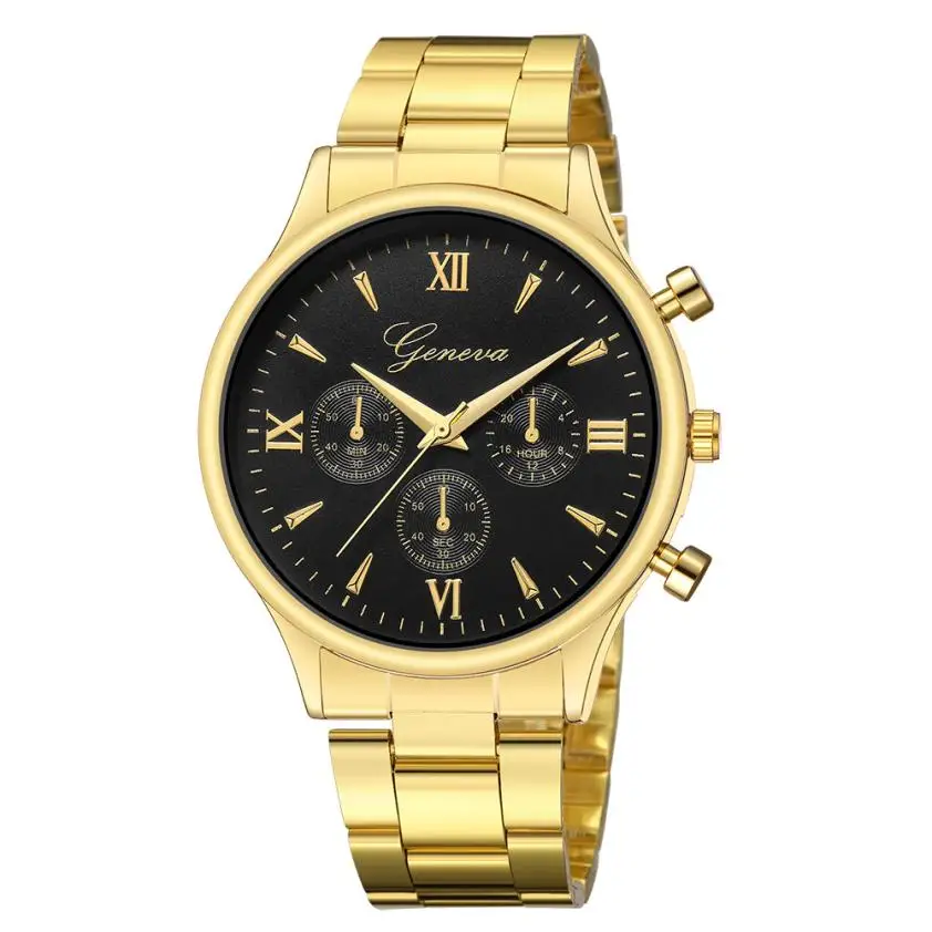 Горячая распродажа мужские часы Топ бренд Geneva роскошные часы Модные кварцевые наручные часы из нержавеющей стали relogio masculino reloj hombre - Цвет: H