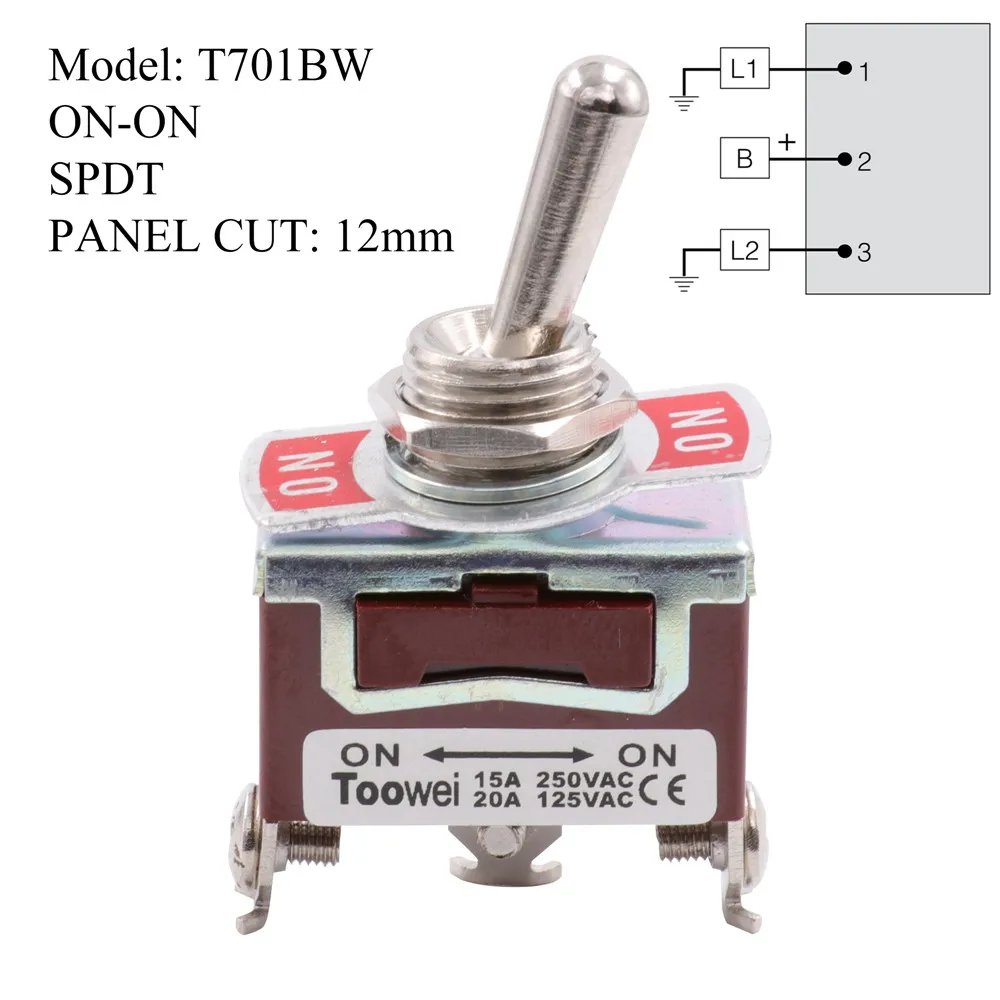 TOOWEI SPST DPDT тумблер ВКЛ.-ВЫКЛ.-ВКЛ.-ВЫКЛ. Клавишный выключатель питания переменного тока 250 В 15А 125 в 20А - Цвет: T701BW