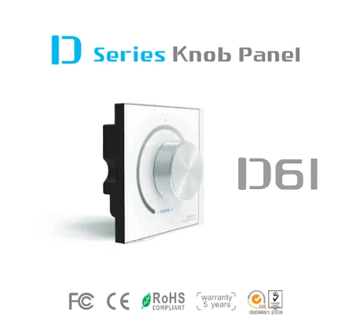 

D61 Dimming knob panel led controller,DC12V / 24V Input,6A x 1CH + 0-10V Output for single color led strip/lamp