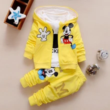 2017 Automne bébé vêtements fille/garçons enfants minnie mickey filles garçons vêtements t-shirt + manteau + pantalon 3 costume Filles Garçons vêtements ensembles