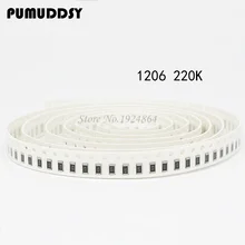 100PCS 1206 SMD Resistor 220K ohm chip resistor 0.25W 1/4W 224