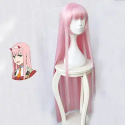 Darling в franxx Код 02 Косплэй парик ноль два 100 см длинные прямые розовый Синтетические волосы для взрослых Ролевая игра