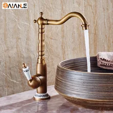 360 Swivel Hot and Cold Bathroom Heightening Antique Kitchen Sink Faucets Brass Porcelain Base Basin Faucet Mixer Tap