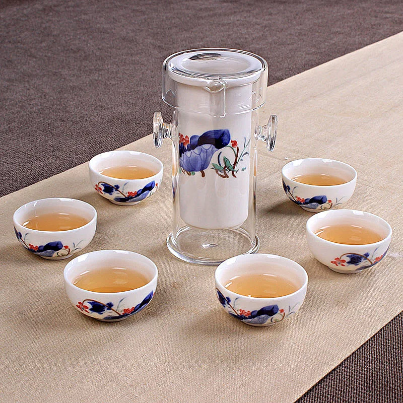 Chinese Ceramic Blue and White Porcelain Kung Fu Tea Set Tea Infuser
