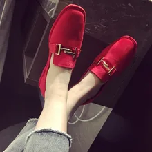 2017 Automne Femmes Bout Carré Appartements Femmes Confortable Mocassins Talon Plat Conduite Chaussures Mocassins Appartements