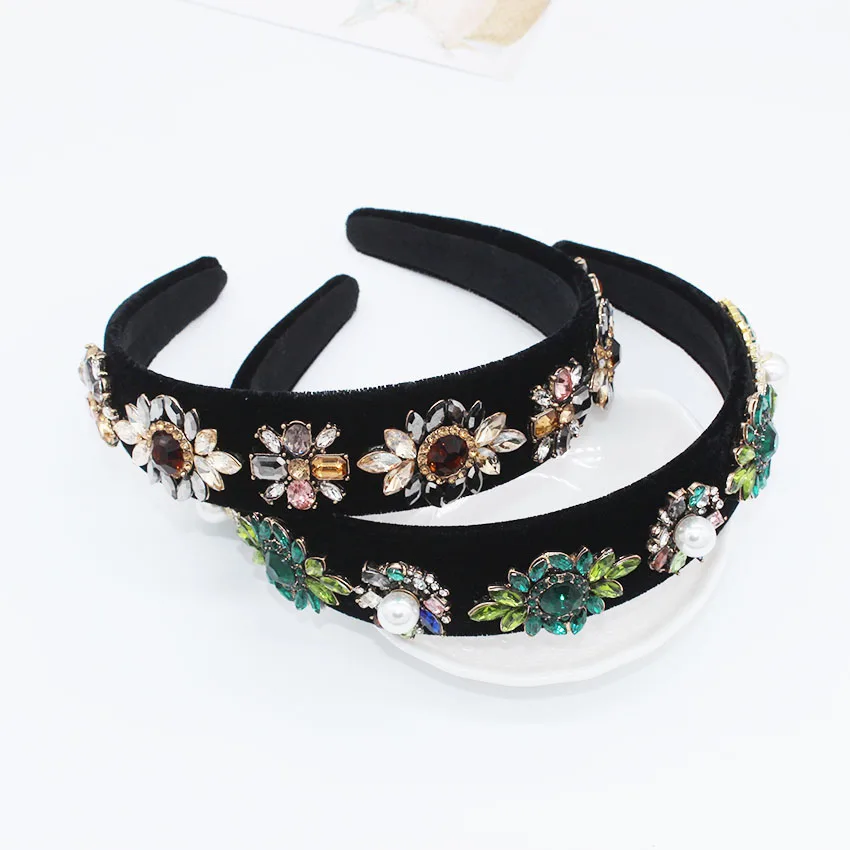Baroque fashion headband exquisite pearl geometry court retro headband accessories bride headband 1015
