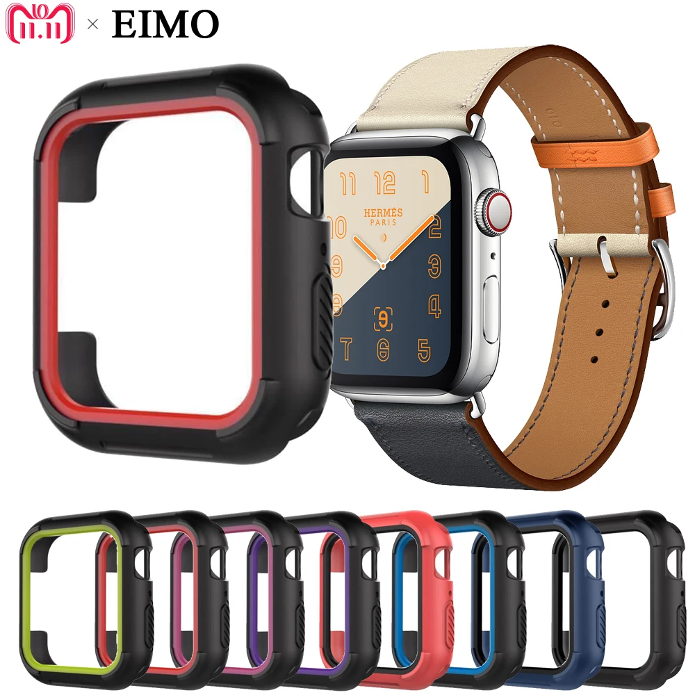 

EIMO Protective case cover For Apple watch series 4 44MM 40MM iwatch band 4 Replacement Silicone TPU Protection frame