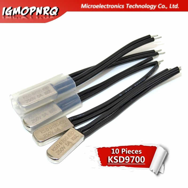 

10PCS KSD9700 250V 5A 45~90 Degree Bimetal Disc Temperature Switch Normal Close Closed Thermostat Thermal Protector