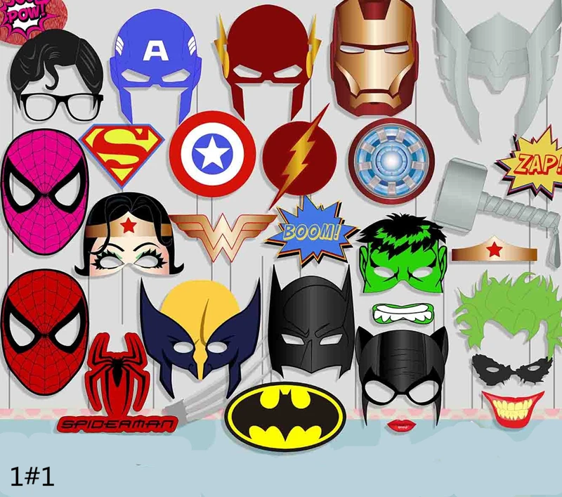 Marvel Super Hero Photo Booth Props Avengers Endgame Kid Birthday