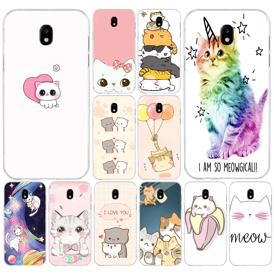 

68A Cute GINGER PIZZA bowknot cat kawaii Soft Silicone Tpu Cover phone Case for Samsung galaxy j3 j5 j7 2016 2017