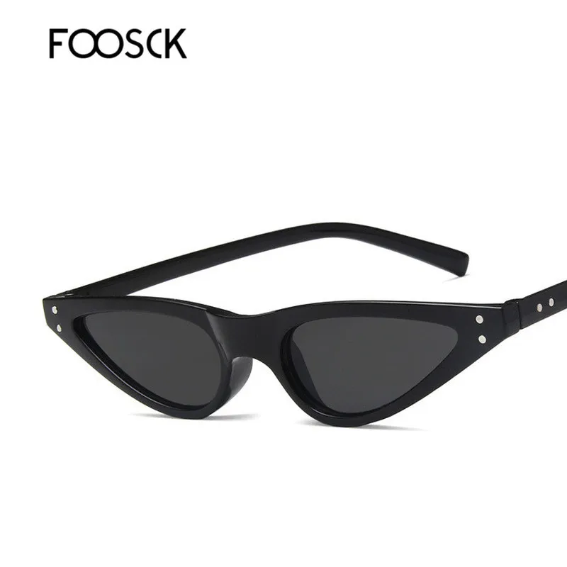 FOOSCK, высокое качество, фирменный дизайн, Ретро стиль, Винтажные Солнцезащитные очки, маленькие солнцезащитные очки "кошачий глаз"