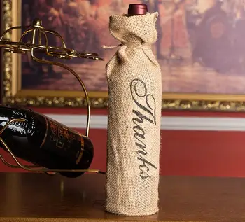 

100pcs Burlap Jute Wine Bottle Bag Champagne Sleeve Holder Gifts Bags Thanks Merci Rustic Party Table Decoration SN1968