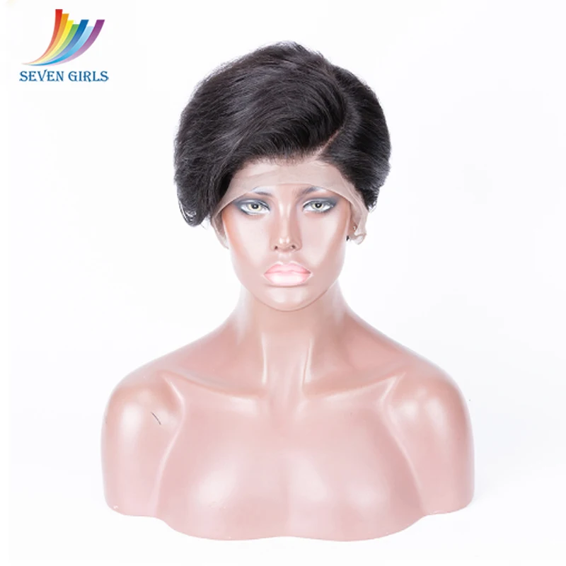 

Sevengirls Natural Color Wave Short Pixie Cut Human Hair Wigs Brazilian Virgin Hair Short BOB Lace Front Wigs 8-10 Free Shipping