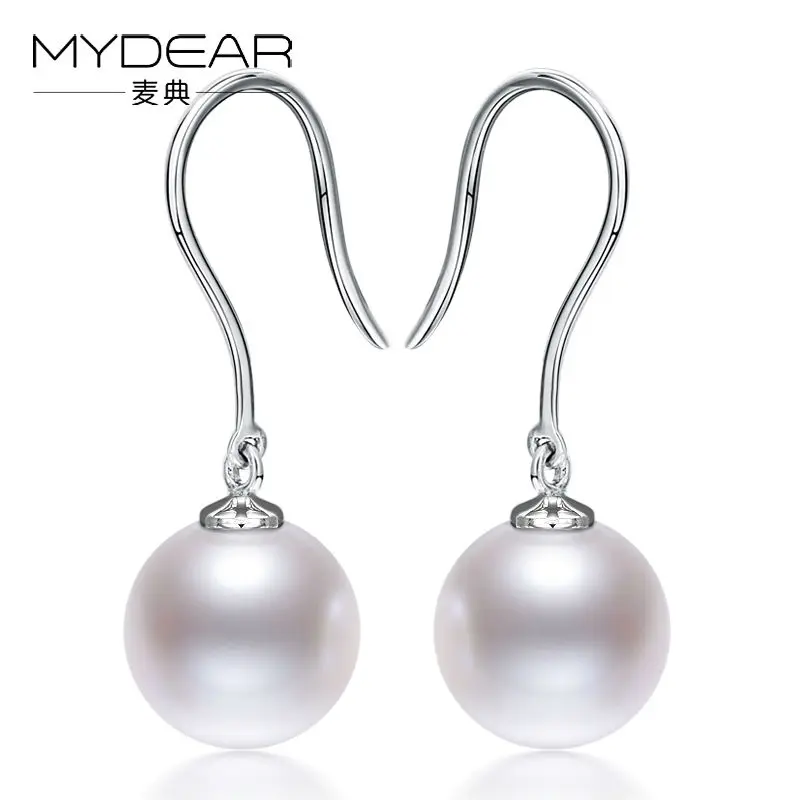 

MYDEAR Fine Pearl Jewelry Trendy Vogue Real 8.5-9mm Pearls Earrings For Women Graceful Hand-made Gold Drop Earrings