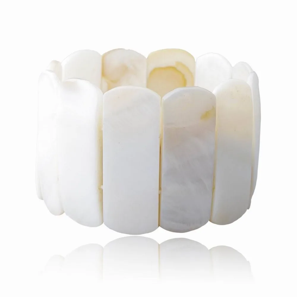 

xd 00914 Mother Of Pearl Stretchs Beads Shell Wide Beauty Bangle Bracelet Wristband Natural >>> -Top quality free shipping
