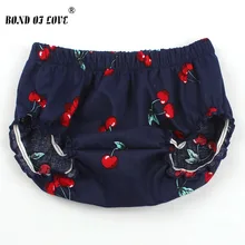 Модные хлопковые трусики с оборками на подгузники с рисунком вишни для маленьких девочек, детские штанишки для малышей, хлопковые шорты, одежда, 3 цвета, YC039