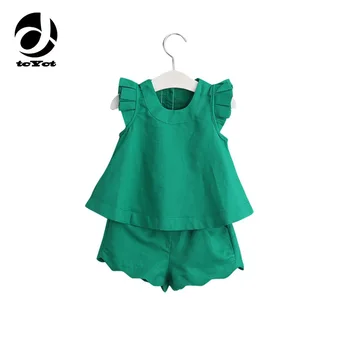 

Girls Clothing Sets 2017 New Arrival Spring&Summer O-Neck Sleeveless Solid Kids Clothing Sets Children Clothing