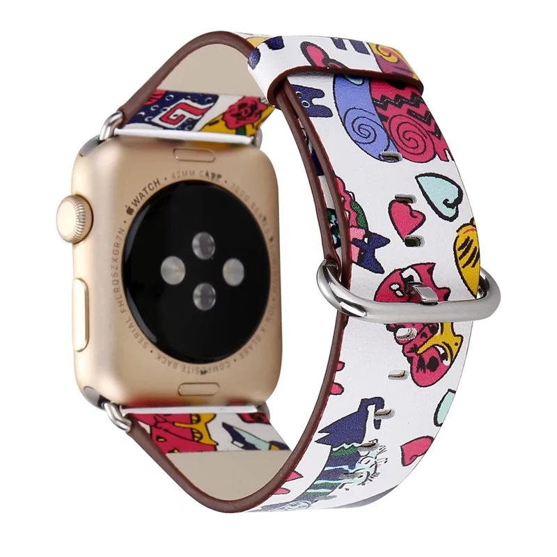 Cartoon Smiling Face Yellow Colorful Painted Watch Band for iwatch