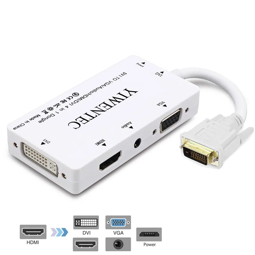 DVI к HDMI 4K VGA Аудио конвертер 4-в-1 многопортовый адаптер для HDTV монитора компьютера