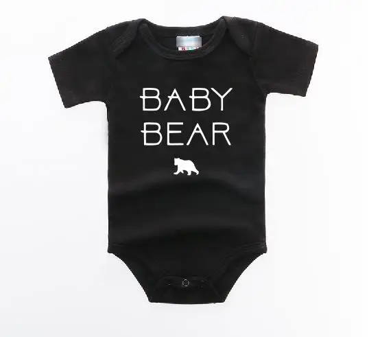 Пэдди дизайн медведя и надписью «MAMA» Для малышей Papa и I Love Семейные комплекты футболка Повседневное новая мама объявление беременности Футболка короткий рукав топы, футболки - Цвет: black t white BABY