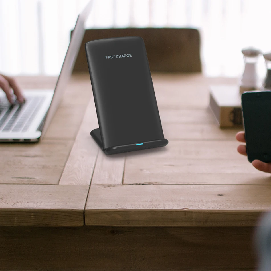 !ACCEZZ 2 in 1 Vertical Phone Stand Charger Fast Qi Wireless Charging For iPhone X 8 Plus XS Samsung Galaxy S8 S9 Desktop Charge (10)