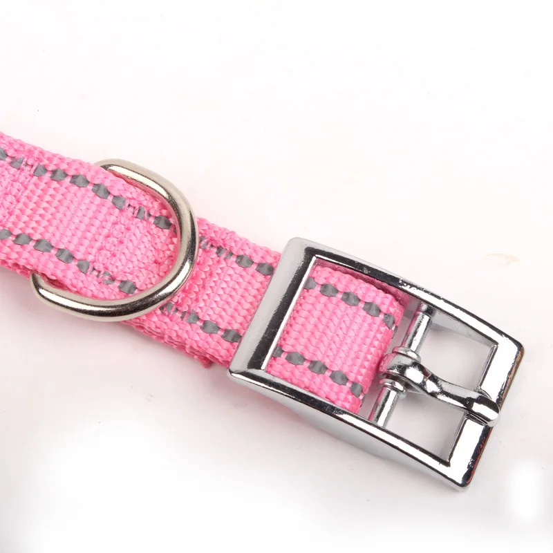 Reflective Dog Collar Nylon Night Safe Collars with foam Padded Metal Adjustable Buckle pet neck For Small Medium Large dogs