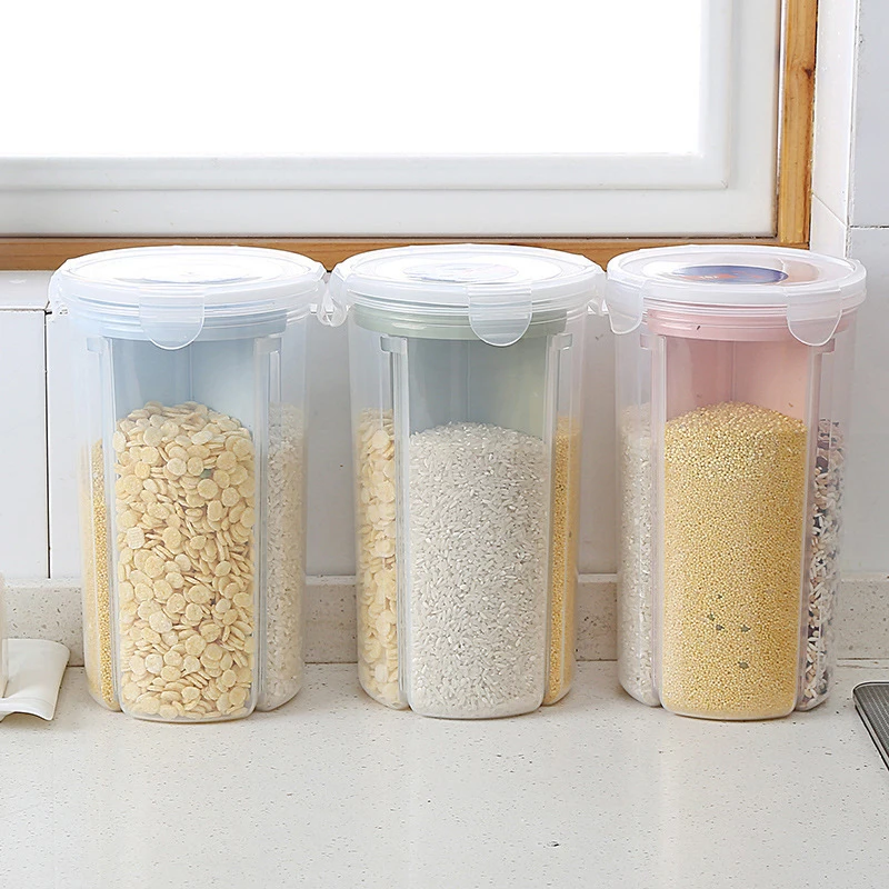 

Yiwumart High Quality Plastic PP Kitchen Multifunction Storage Boxes For Food Grain Rice Containers Organizer With Seal Cover