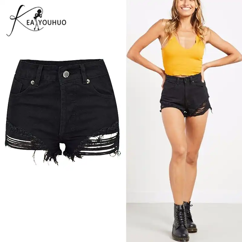 New 2018 Summer Sexy Black Shorts Jeans 