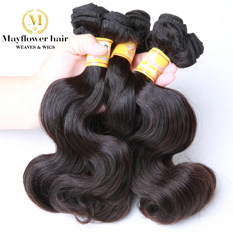 

Mayflower Double drawn Funmi hair body wave 1/2/3/4 bundles from 10-18" mixed length Remy human hair natural color can be dye