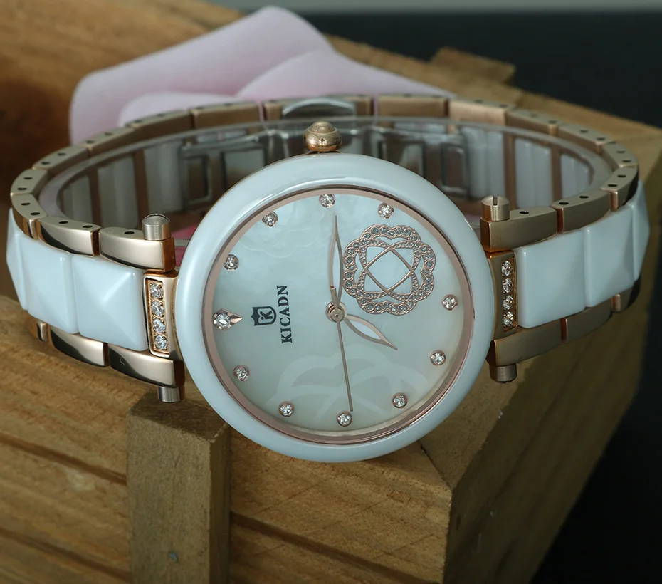 Женская мода керамические часы женские роскошные стразы кварцевые ...