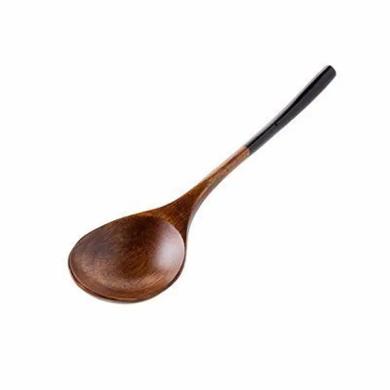 Деревянная ложка бамбуковая кухонная посуда инструмент суп чайная ложка Питание ложка - Цвет: B