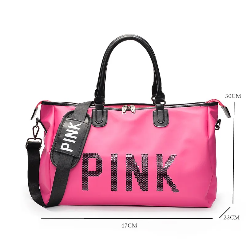 Women's Big Capacity Sports Bag Designer Metal Sequins Letters Gym ...