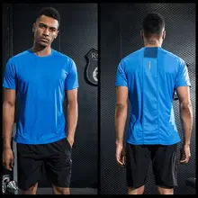 Брендовая мужская Спортивная рубашка для бега, футболки для мужчин с коротким рукавом, спортивный костюм для спортзала, фитнеса, футболки для футбола, футболка для джоггинга