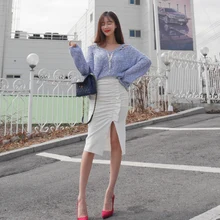 Весна и лето Новая Черная грибковая сторона Draw String Складная упаковка Hip split Empire талия юбка хлопок сексуальные женские юбки