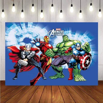 

Comics Superhero Avengers Iron Man Photography Backdrop children show Birthday Photo customized Banner Prop Studio Backdrop