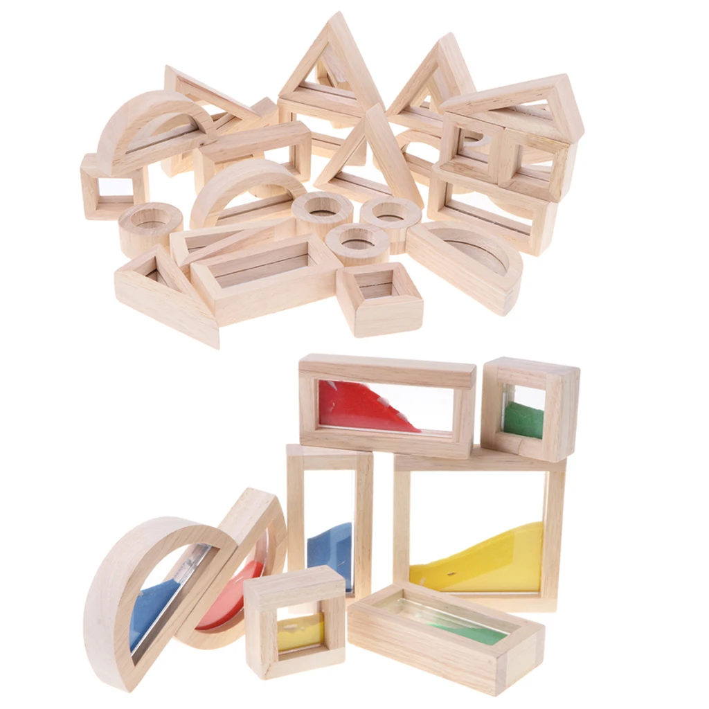 

32PCS Montessori Wooden Blocks, 3D Geometric Blocks, Exercise Kids Babies Logical Thinking & Imagination & Creativity