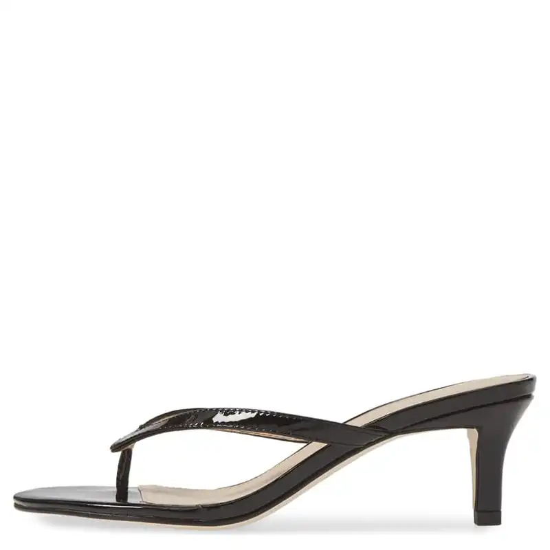kitten heel flip flops black