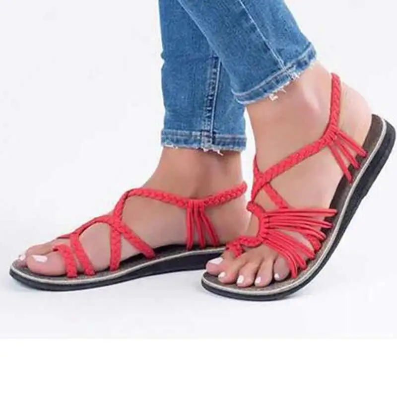 

Plus Size Sandals Women Gladiator Flat Sandals Slip-on Beach Shoes Flip Flops Female Slides Rome Shoes Zapatos Mujer