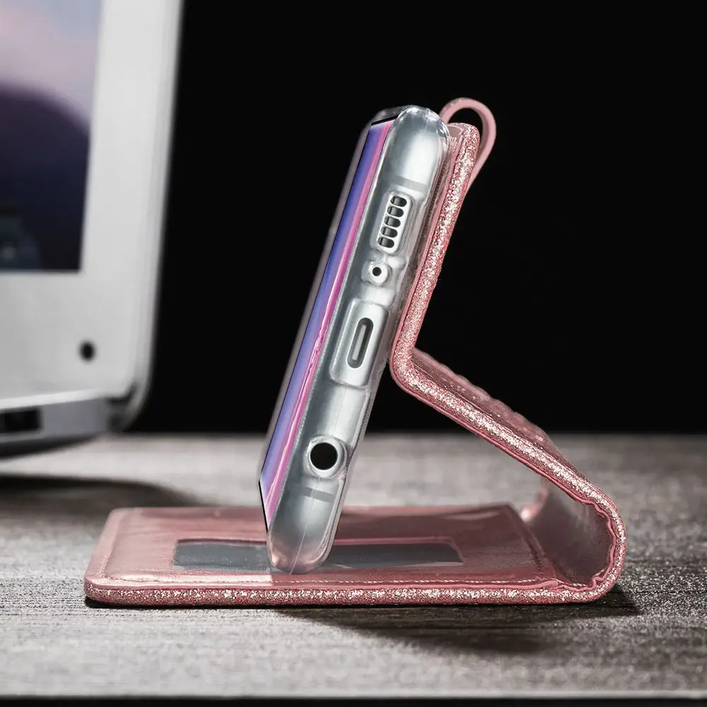 Блестящий чехол кошелек для Samsung Galaxy S10 S9 S8 Plus кожаный S10e S7 Edge защитный с