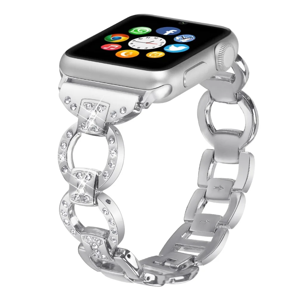 

Bling Band For Apple Watch Band iWatch 4/3/2/1 Diamond Rhinestone Stainless Steel Metal Wristband Strap For Iwatch Strap 82003