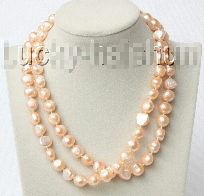 

shipping>>>>>>luster baroque 32" 12mm pink freshwater pearls necklace magnet clasp j9113
