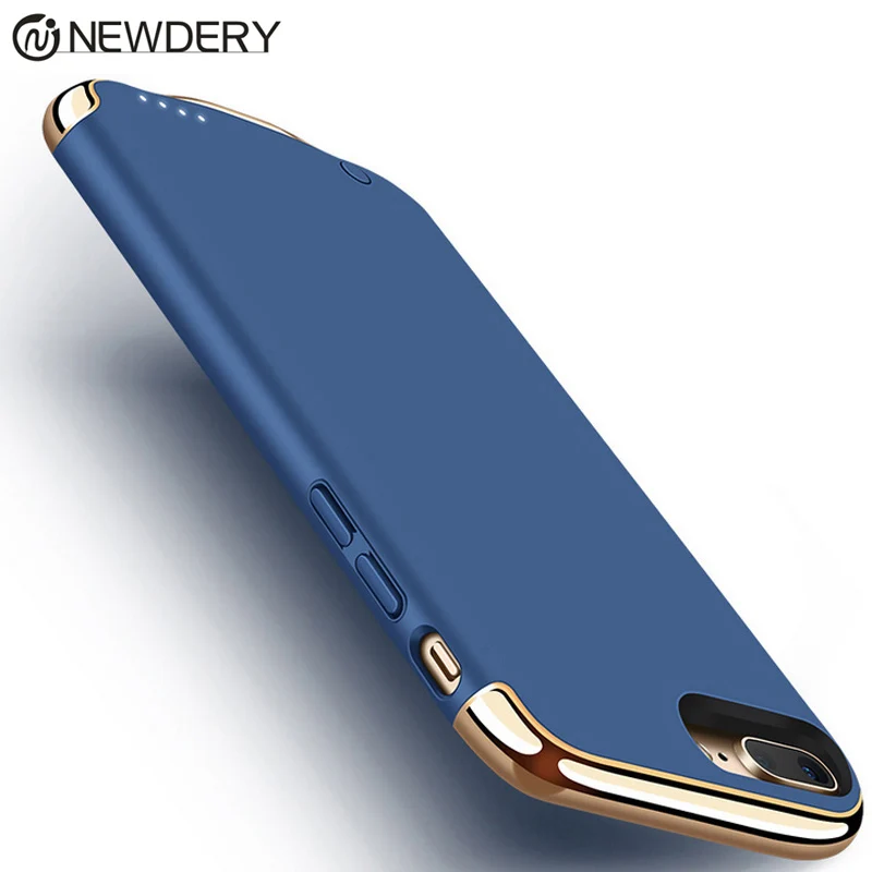 Battery case For 7 Plus 4000mAh . 3in1 Ultra Thin Luxury Matte Plating Metal Texture phone case for iphone 6 6S 7 8 Plus
