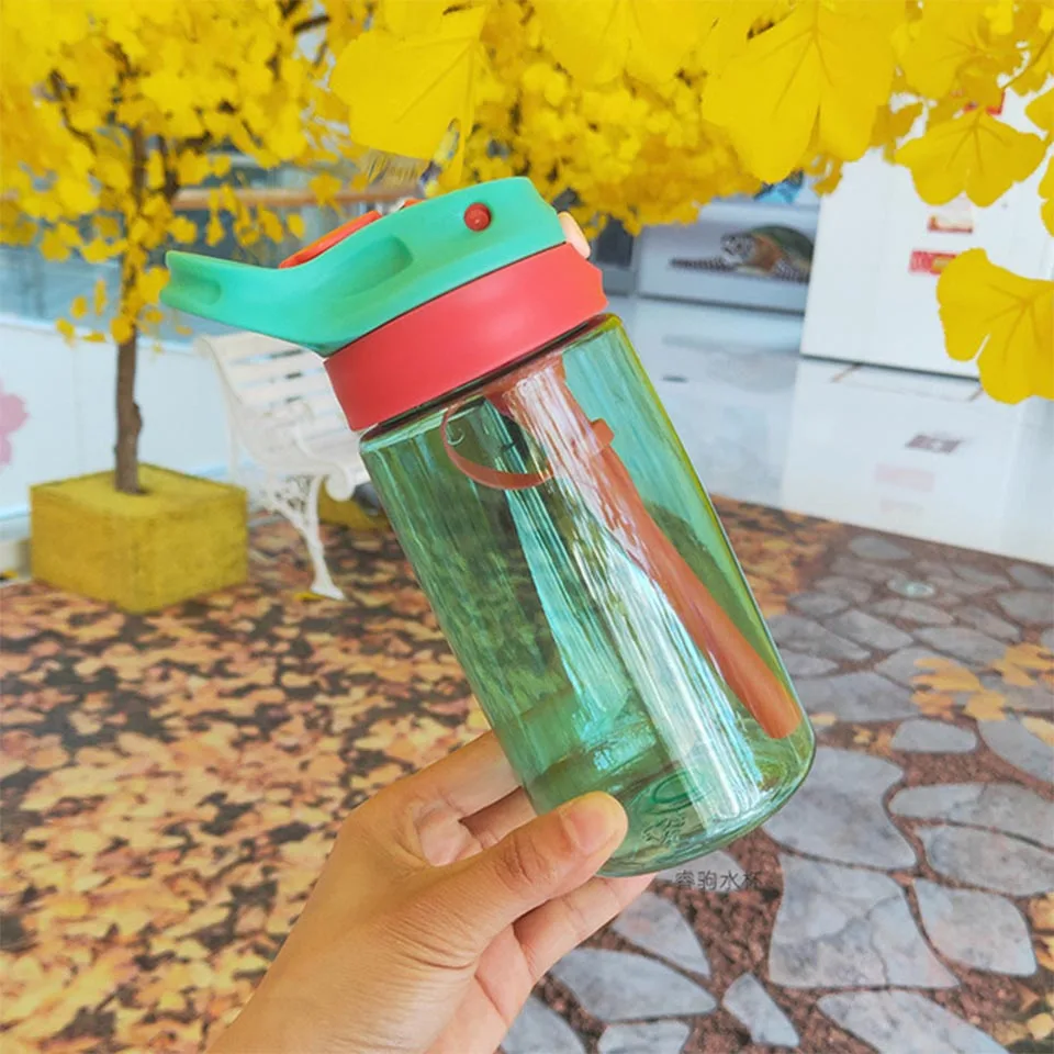 Transhome тритановая бутылка для воды с соломинкой детские бутылки для питьевой воды для детей Детская Спортивная бутылка для воды Bpa бесплатно посуда для напитков - Цвет: Deep Green