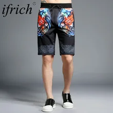 Хип-хоп летние мужские повседневные шорты с креативным принтом мужские бермуды шорты с карманом по колено брюки мужские высококачественные