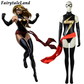 

Avengers Carol Danvers Cosplay Costume Halloween costumes for Women Superhero Ms. Marvel Black Jumpsuit sexy costume